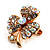 Tiny AB Crystal Clover Pin Brooch (Gold Tone) - view 3