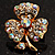 Tiny AB Crystal Clover Pin Brooch (Gold Tone) - view 2