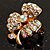 Tiny AB Crystal Clover Pin Brooch (Gold Tone) - view 5