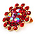 Tiny Red Crystal Daisy Pin Brooch (Gold Tone) - view 3