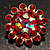 Tiny Red Crystal Daisy Pin Brooch (Gold Tone) - view 2