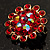 Tiny Red Crystal Daisy Pin Brooch (Gold Tone) - view 5