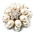 Bridal Imitation Pearl Dimensional Flower Brooch (Silver Tone) - view 5