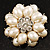Bridal Imitation Pearl Dimensional Flower Brooch (Silver Tone) - view 2