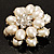 Bridal Imitation Pearl Dimensional Flower Brooch (Silver Tone) - view 3