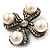Vintage Imitation Pearl Crystal Cross Brooch (Antique Silver) - view 9