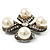 Vintage Imitation Pearl Crystal Cross Brooch (Antique Silver) - view 6