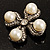 Vintage Imitation Pearl Crystal Cross Brooch (Antique Silver) - view 3