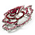 Stunning Pink Crystal Rose Brooch (Silver Tone) - view 16