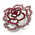 Stunning Pink Crystal Rose Brooch (Silver Tone) - view 19