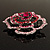 Stunning Pink Crystal Rose Brooch (Silver Tone) - view 8