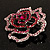Stunning Pink Crystal Rose Brooch (Silver Tone) - view 9