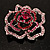 Stunning Pink Crystal Rose Brooch (Silver Tone) - view 11