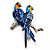 Blue Enamel Parrot Brooch (Silver Tone Metal) - view 3