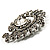 Oversized Clear Crystal Twirl Brooch/ Pendant (Antique Silver Metal Finish) - view 4