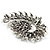 Oversized Clear Crystal Twirl Brooch/ Pendant (Antique Silver Metal Finish) - view 3