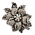 Large Diamante Floral Corsage Brooch (Antique Silver Tone) - view 4
