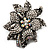 Large Diamante Floral Corsage Brooch (Antique Silver Tone) - view 10