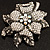 Large Diamante Floral Corsage Brooch (Antique Silver Tone) - view 2