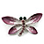 Tiny Light Purple Diamante Butterfly Brooch (Silver Tone Metal) - view 2