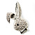 Cute Diamante Bunny Brooch (Silver Tone) - view 6