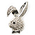 Cute Diamante Bunny Brooch (Silver Tone) - view 7