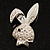 Cute Diamante Bunny Brooch (Silver Tone) - view 8