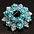 Light Blue Crystal Wreath Brooch (Silver Tone Metal) - view 2