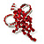 Bright Red Crystal Grapes Brooch (Silver Tone Metal) - view 3