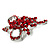Bright Red Crystal Grapes Brooch (Silver Tone Metal) - view 9