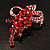 Bright Red Crystal Grapes Brooch (Silver Tone Metal) - view 6