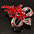 Bright Red Crystal Grapes Brooch (Silver Tone Metal) - view 10