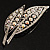 Large Diamante 'Leaf' Pin/Pendant (Silver Tone)