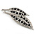 Large Black Diamante 'Leaf' Pin/Pendant (Silver Tone) - view 3