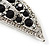 Large Black Diamante 'Leaf' Pin/Pendant (Silver Tone) - view 4