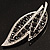 Large Black Diamante 'Leaf' Pin/Pendant (Silver Tone) - view 2