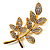 Delicate Diamante Leaf Brooch (Gold Tone Metal)