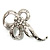 Silver Tone Clear Crystal Fancy Bow Brooch - view 8