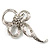 Silver Tone Clear Crystal Fancy Bow Brooch - view 11