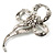 Silver Tone Clear Crystal Fancy Bow Brooch - view 10