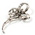 Silver Tone Clear Crystal Fancy Bow Brooch - view 4