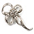 Silver Tone Clear Crystal Fancy Bow Brooch - view 9