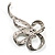 Silver Tone Clear Crystal Fancy Bow Brooch - view 6
