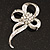 Silver Tone Clear Crystal Fancy Bow Brooch - view 3