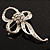 Silver Tone Clear Crystal Fancy Bow Brooch - view 7