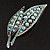 Large Light Blue Diamante 'Leaf' Pin/Pendant (Silver Tone)