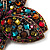 Large Multicoloured Diamante Floral Brooch/ Pendant (Antique Gold Finish) - view 4