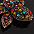 Large Multicoloured Diamante Floral Brooch/ Pendant (Antique Gold Finish) - view 11