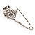 Rhodium Plated Pink Butterfly Safety Pin Brooch - view 6
