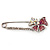 Rhodium Plated Pink Butterfly Safety Pin Brooch - view 7